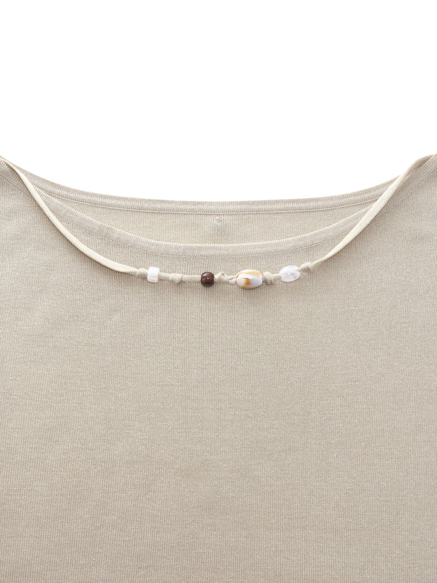 Tencel Mulberry Silk Blend Women Knit Top With Detachable Necklace