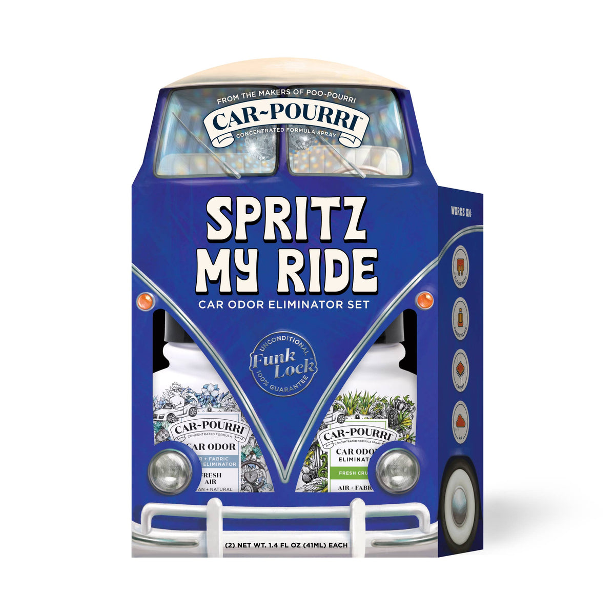 Car~Pourri Air + Fabric Spritz My Ride 1.4oz 2-Pack Gift Set