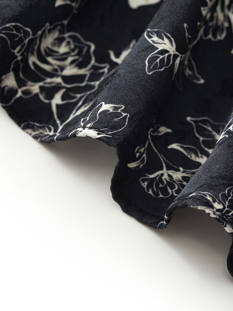Floral Print Gathered Waist Women Maxi Dress