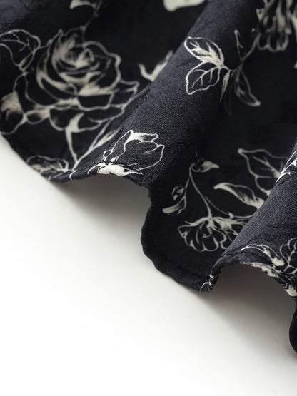Floral Print Gathered Waist Women Maxi Dress