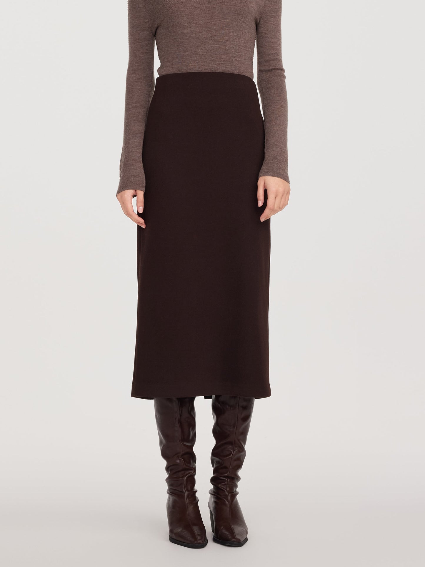 Back Slit Column Women Knit Skirt