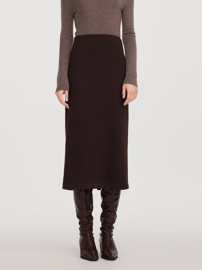 Back Slit Column Women Knit Skirt