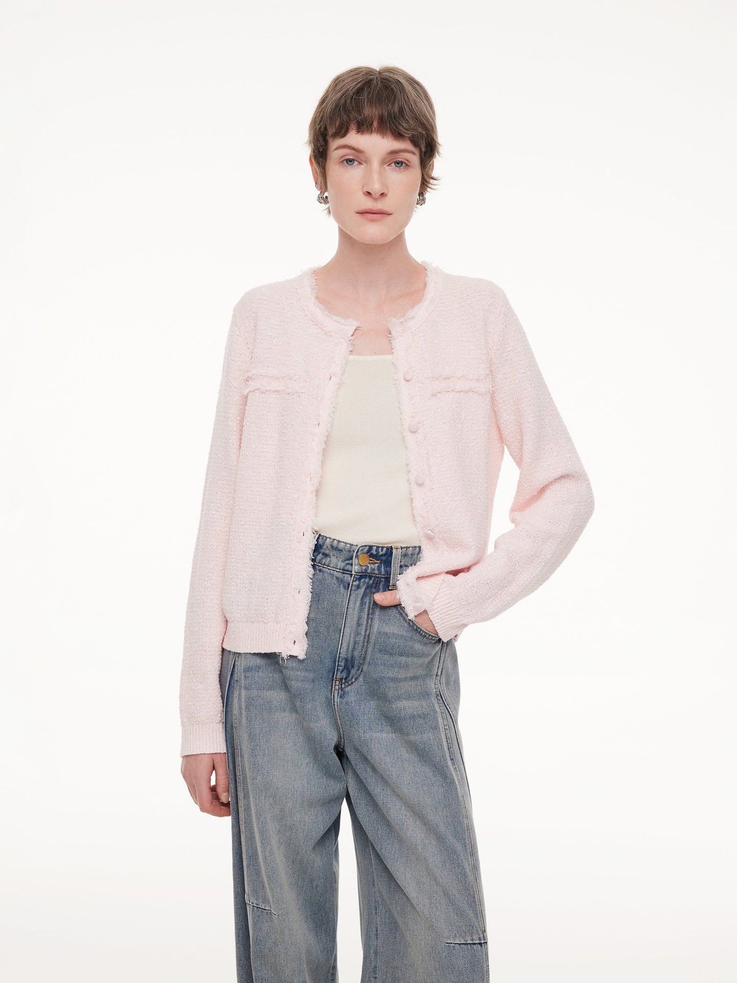 Frayed Edge Women Knit Cardigan