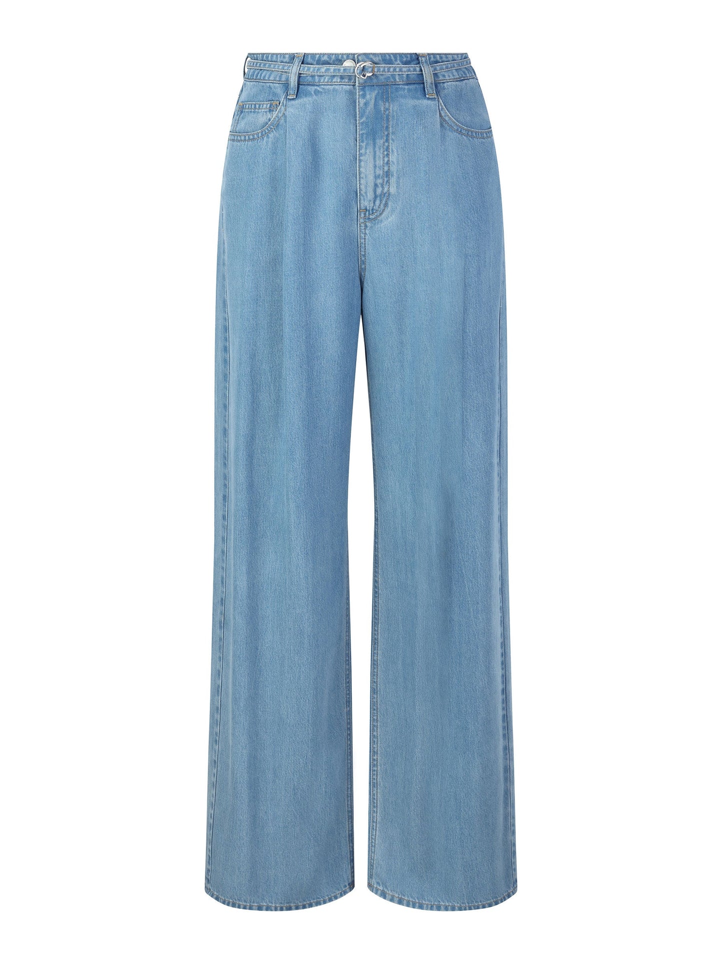 100% Lyocell Denim Women Straight Leg Jeans With Belt