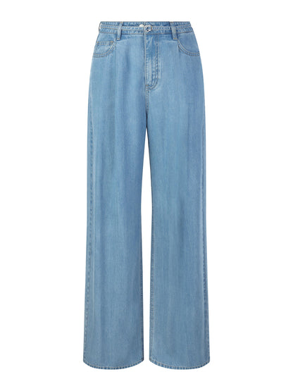 100% Lyocell Denim Women Straight Leg Jeans With Belt