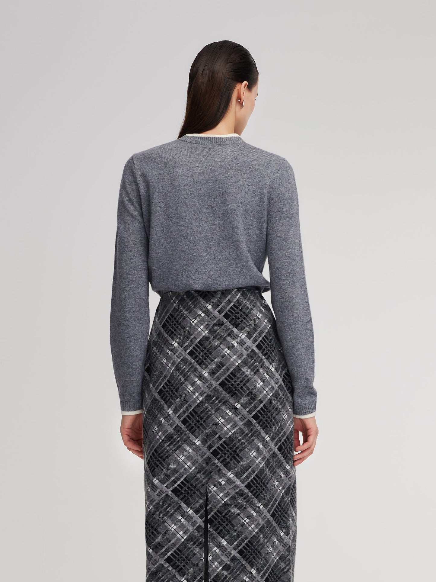 100% Wool Contrast Trim Women Cardigan