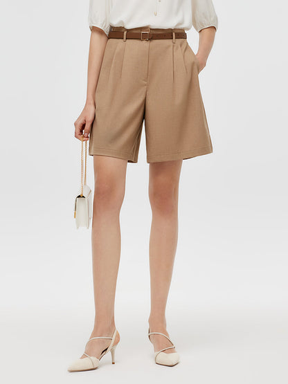 Loose A-Line Women Shorts With Belt