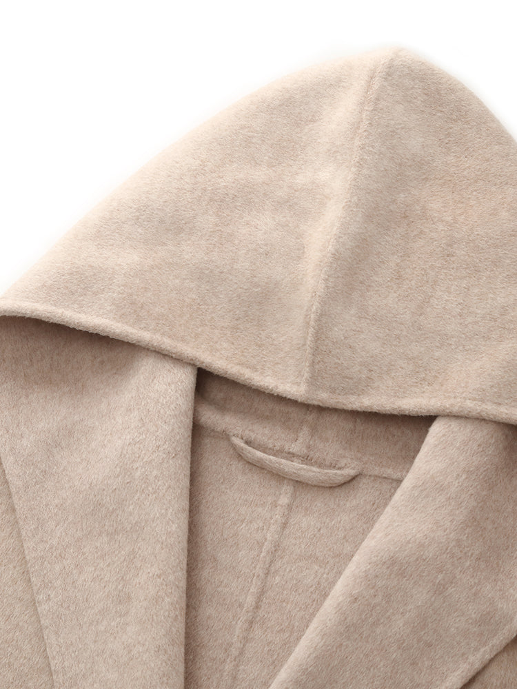 Wool Cashmere Unisex Hooded Wrap Coat