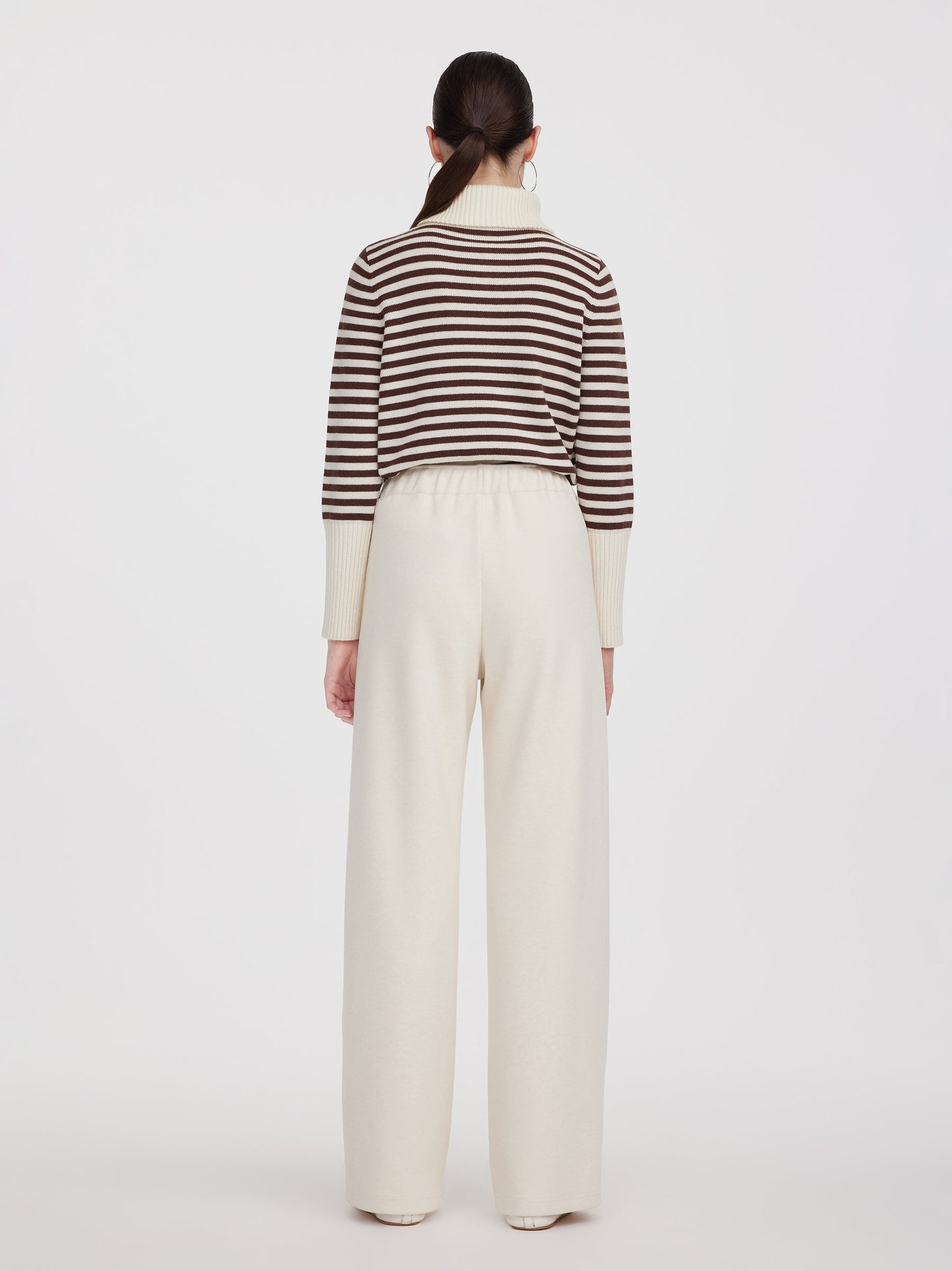Drawstring Waist Wide Leg Women Knit Pants