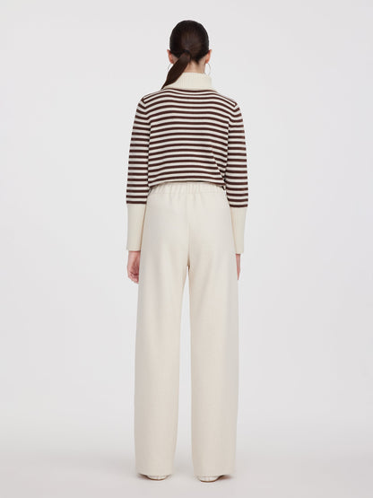 Drawstring Waist Wide Leg Women Knit Pants