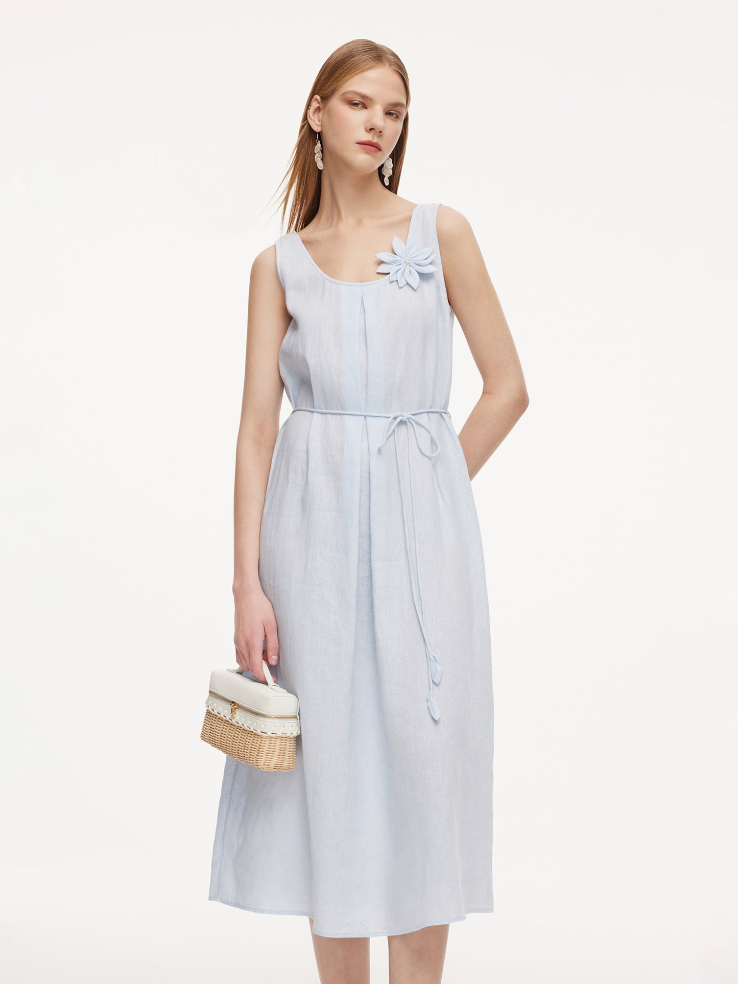 100% Linen Women Sleeveless Maxi Dress