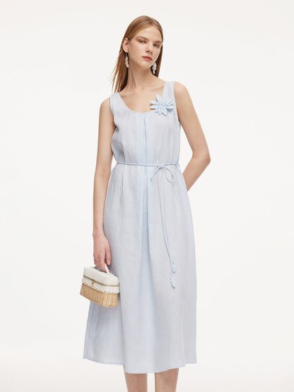 100% Linen Women Sleeveless Maxi Dress