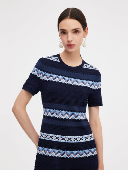 Multicolored Jacquard Women Knit Mini Dress