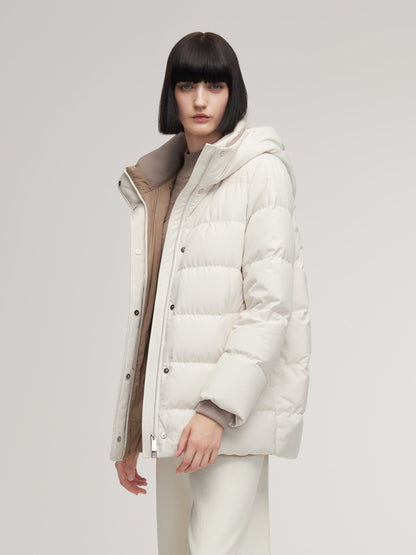 H-Line Windproof Hooded Goose Down Coat
