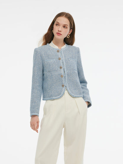 Tweed Round Neck Women Jacket