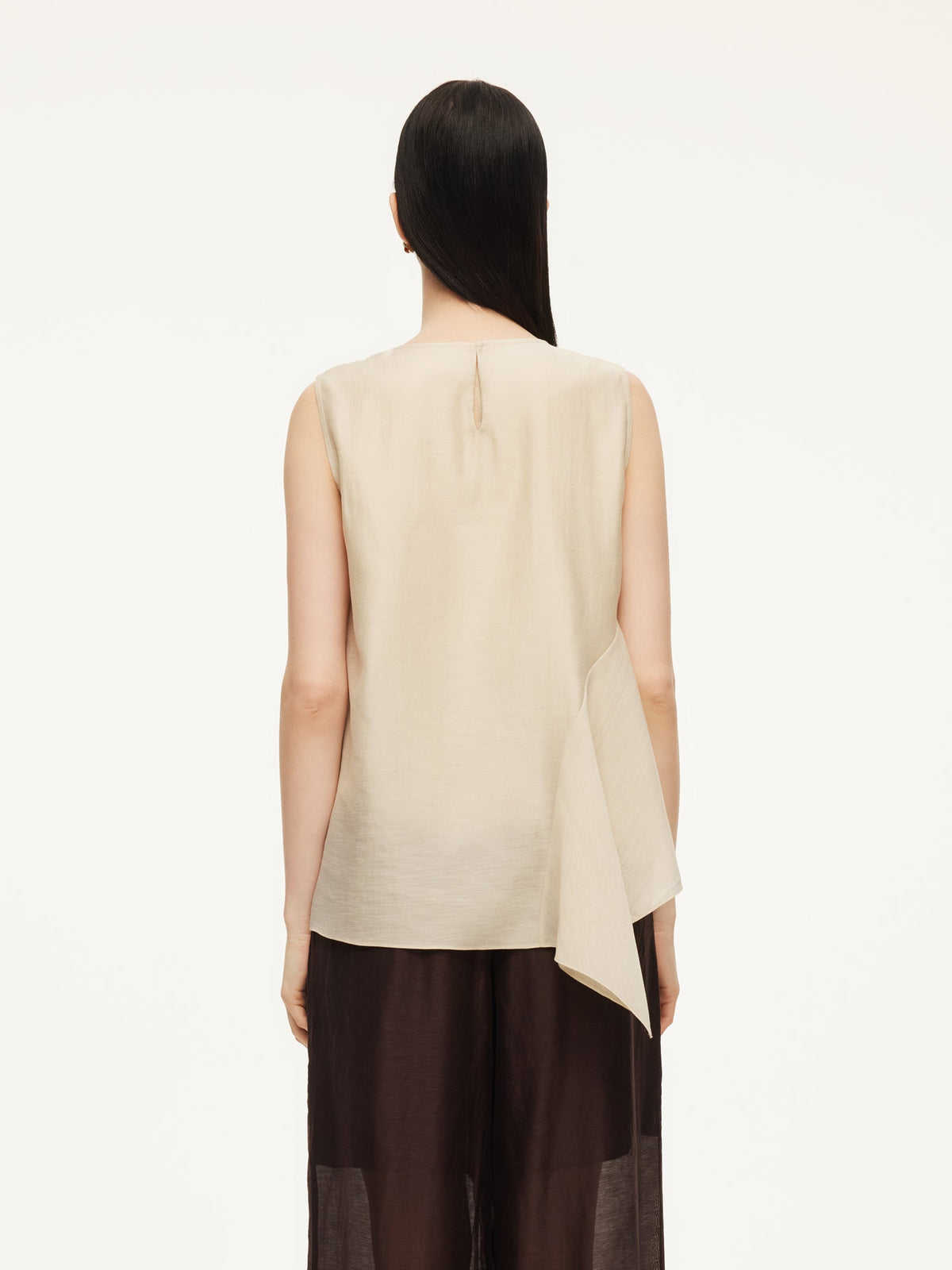Lyocell Blend Ruffle-Detailing Women Tank Top