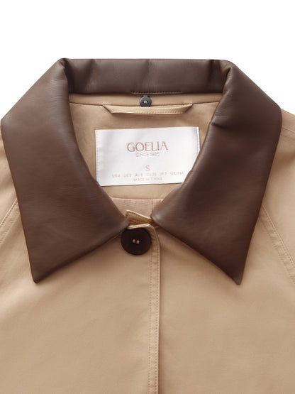 Cotton Adjustable Cuffs Self-Tie Belt Women Trench Coat