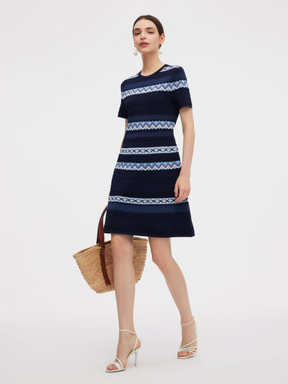 Multicolored Jacquard Women Knit Mini Dress