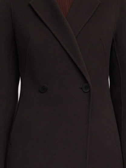 Cashmere Wool Blend Gathered Waist Women Overcoat
