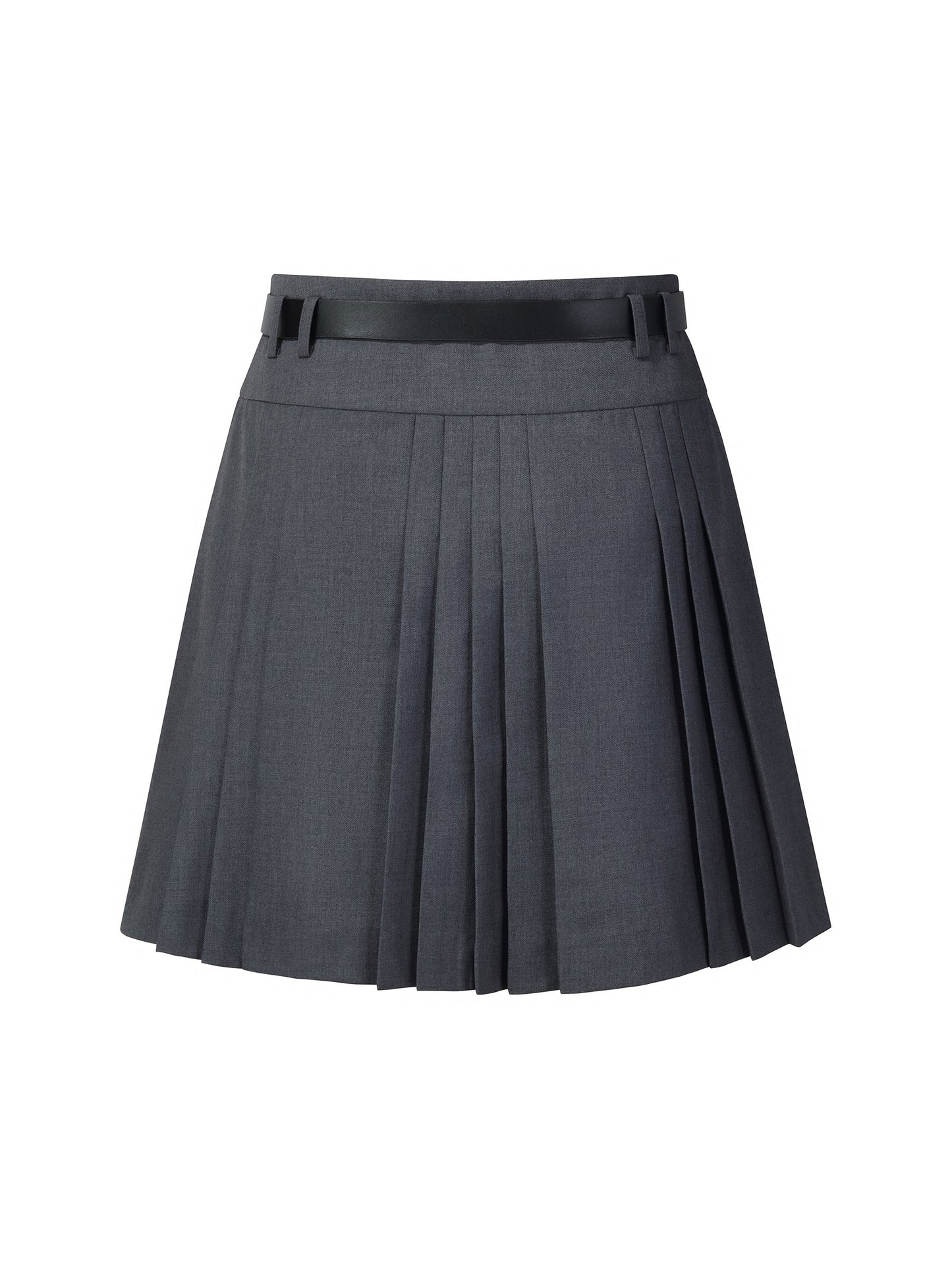 A-Line Pleated Women Skirt With Belt