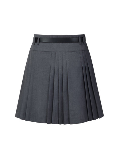 A-Line Pleated Women Skirt With Belt