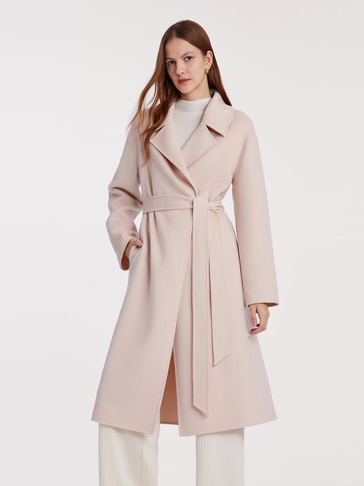 Pure Cashmere Double-Faced Women Coat With Belt