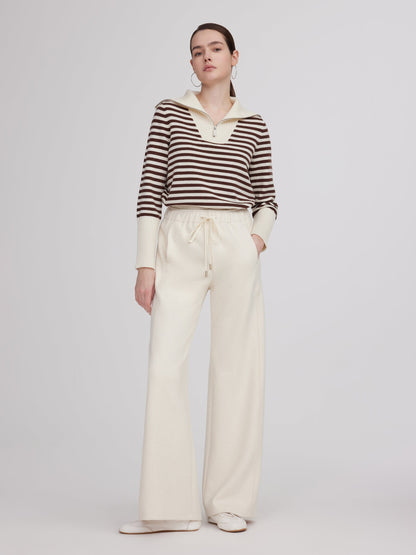 Drawstring Waist Wide Leg Women Knit Pants