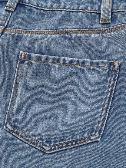100% Cotton Denim Adjustable Waist Women Skirt