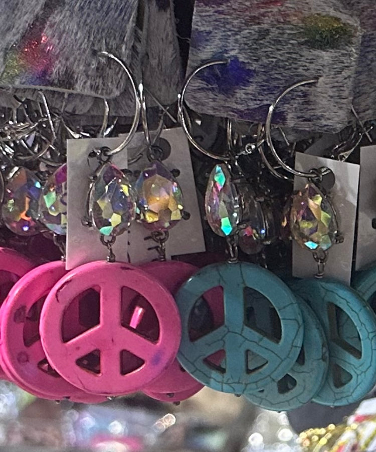 Peace Out Glam Hoop Earrings | Crystal Statement Hoops