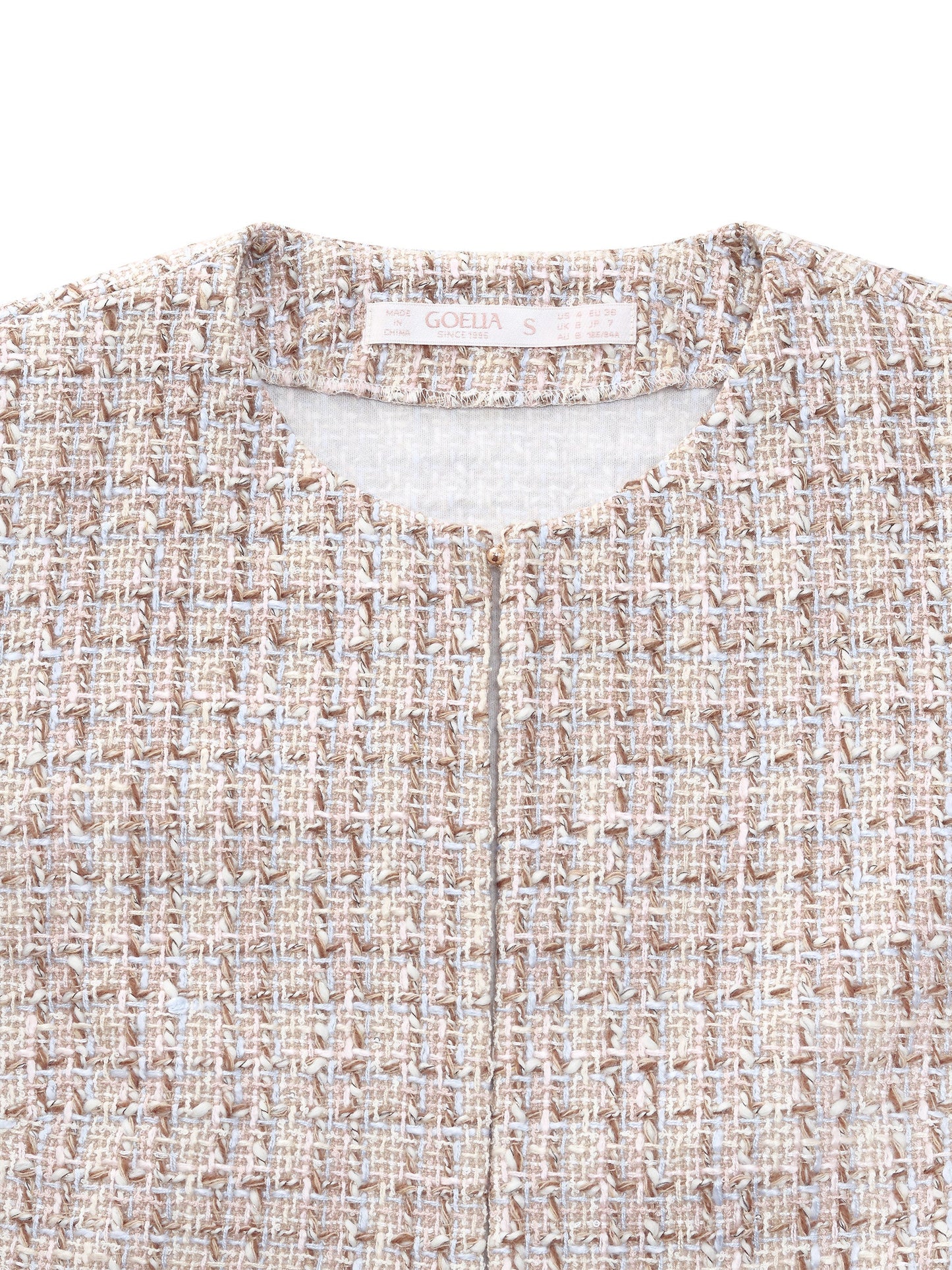 Wool Blend Textured Tweed Frayed Hem Women Jacket