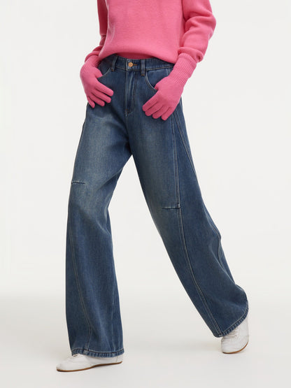 Denim Fleece Lined Women Tapered Jeans
