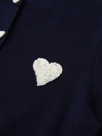 Tencel Wool Blend Heart Print Women Cardigan