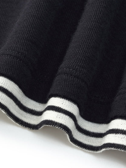 100% Wool Contrast Trim Women Knit Top