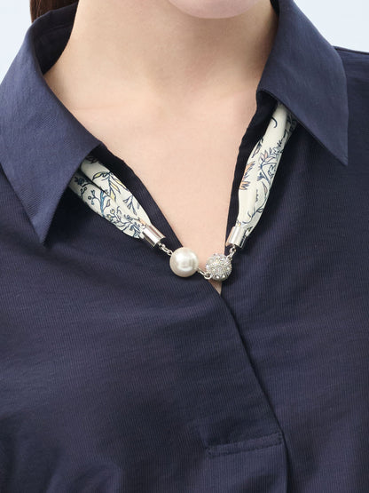 Tencel Blend Loose Fit Women Blouse With Silk Scarf
