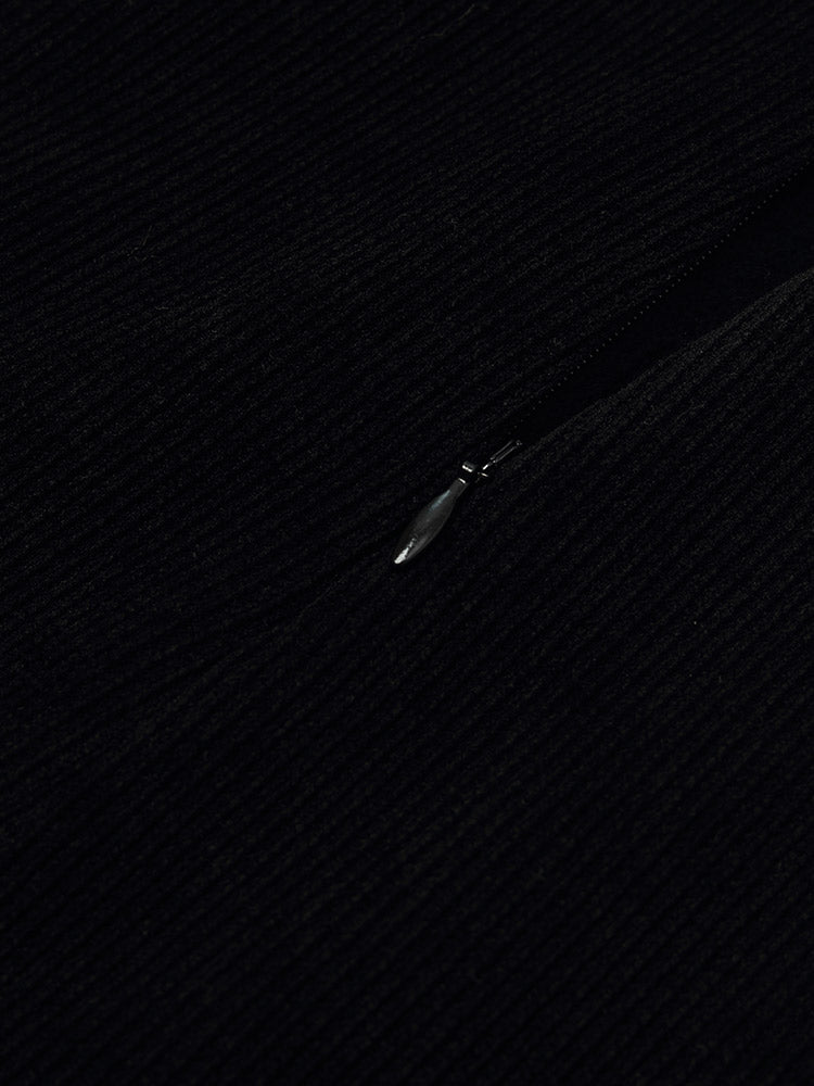 Black Straight Knitted Slit Women Skirt