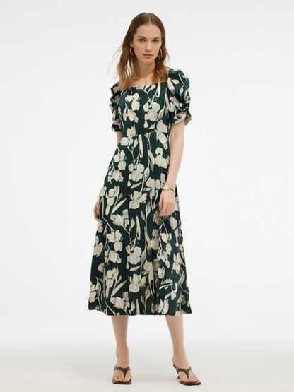 19MM Mulberry Silk Women Floral Print Maxi Dress