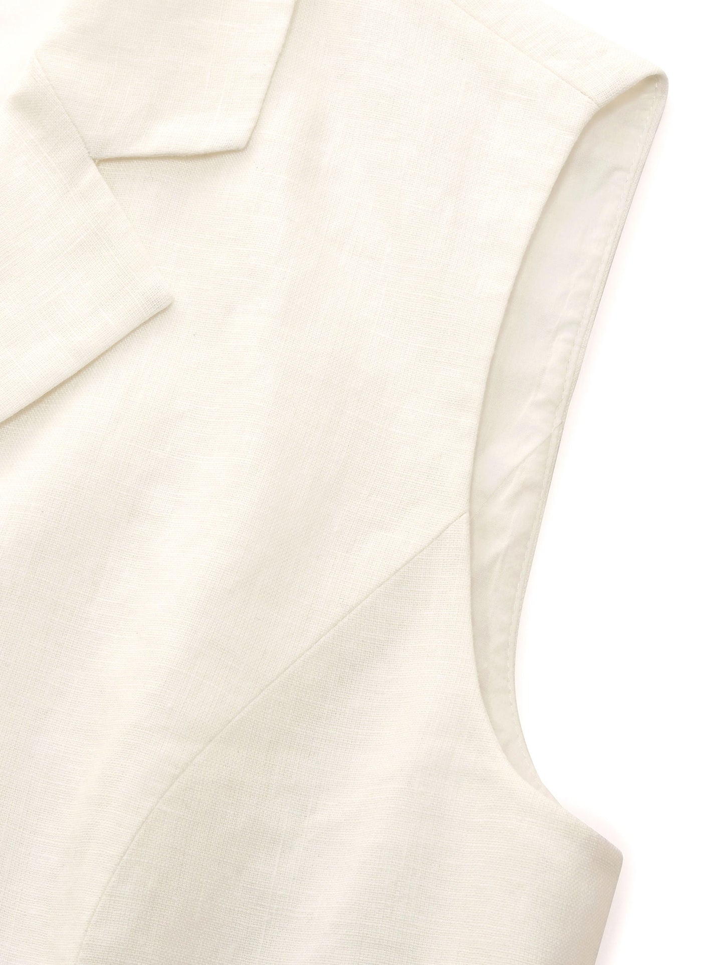100% Linen Lapel Women V-Neck Vest