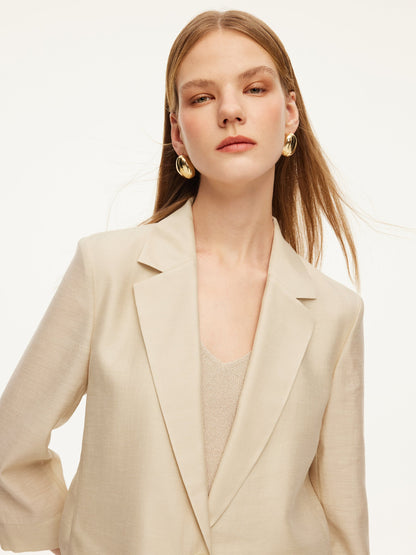 Tencel Acetate Blend Women 3/4 Sleeve Blazer