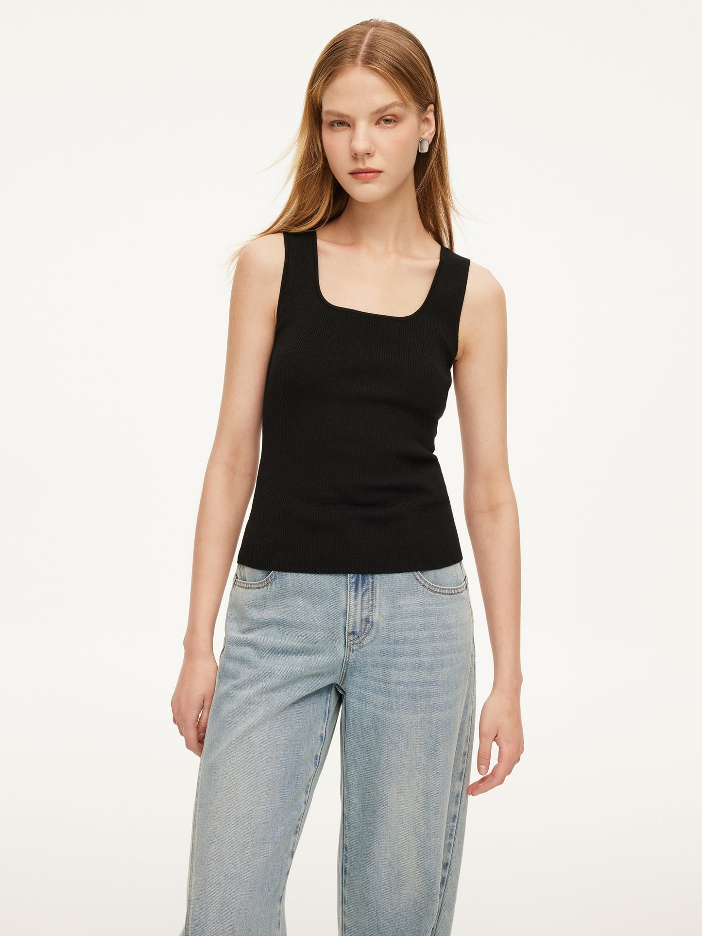 Square Neck Women Knit Tank Top