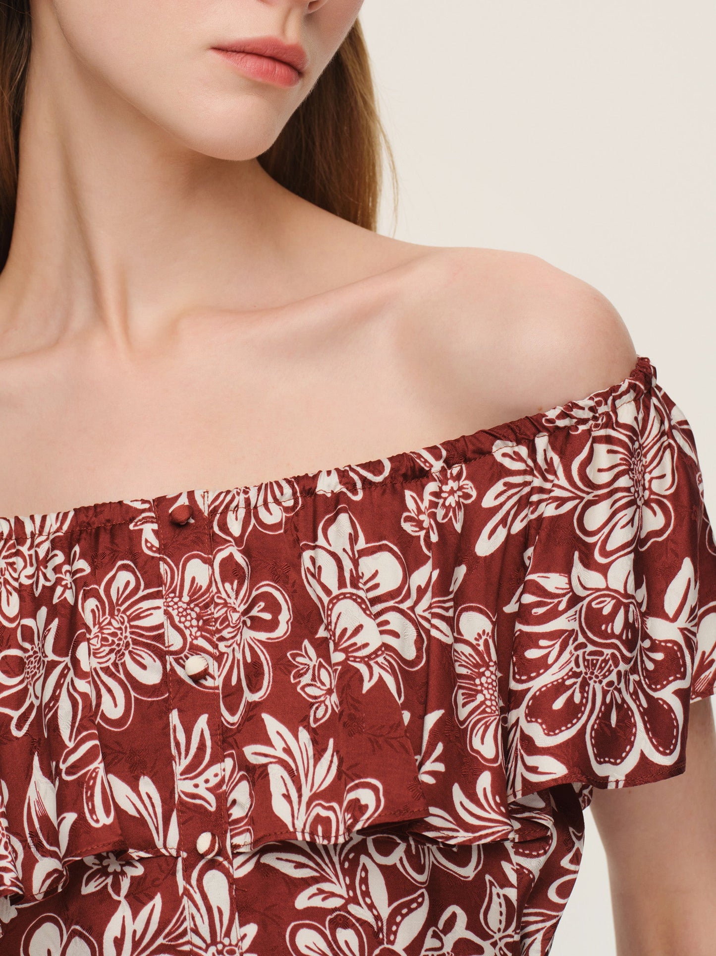 Marigold Floral Print Convertible Elastic Neck Women Maxi Dress