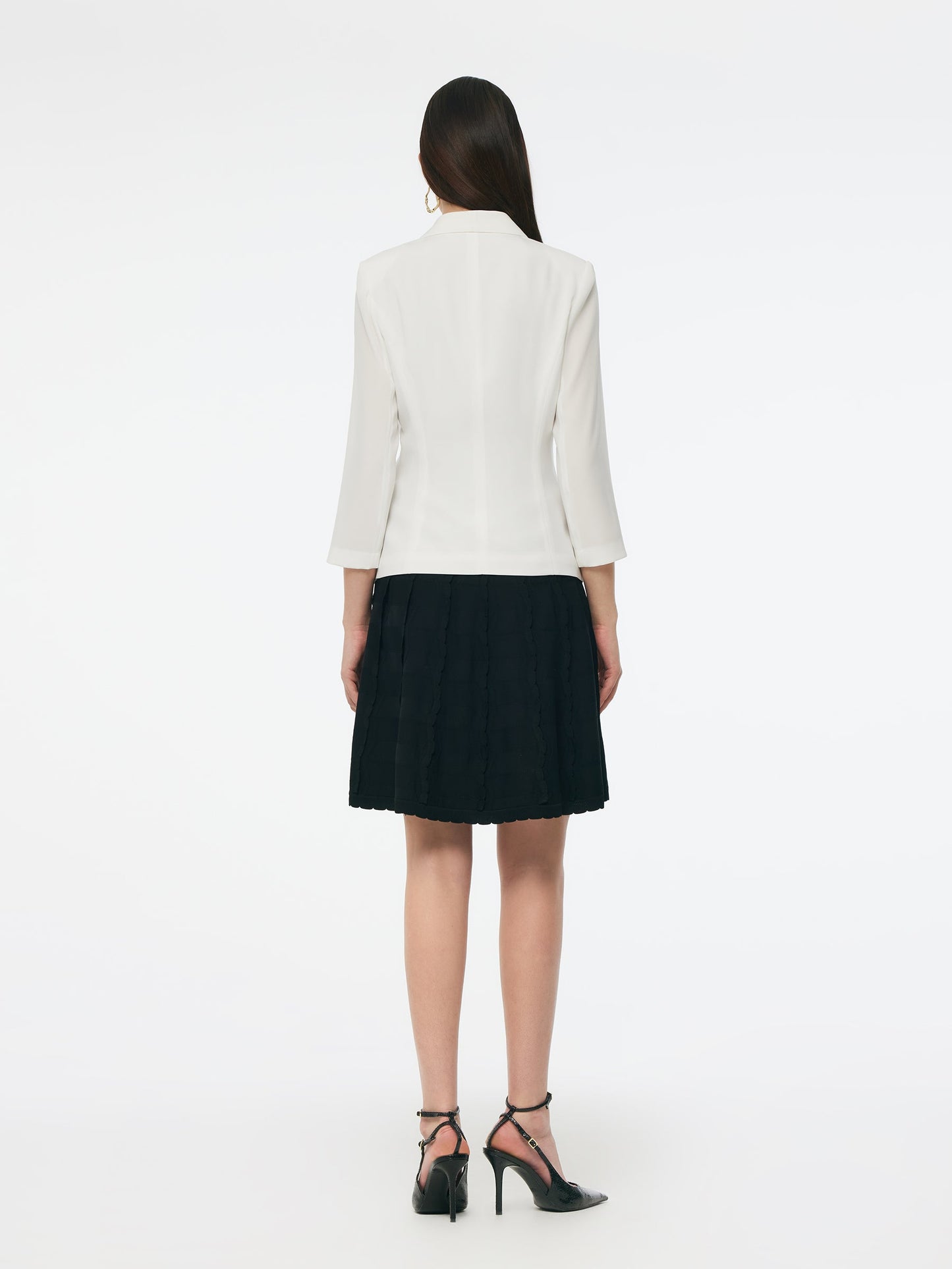 Triacetate Blend Gathered Waist Women Blazer