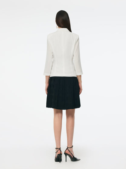 Triacetate Blend Gathered Waist Women Blazer