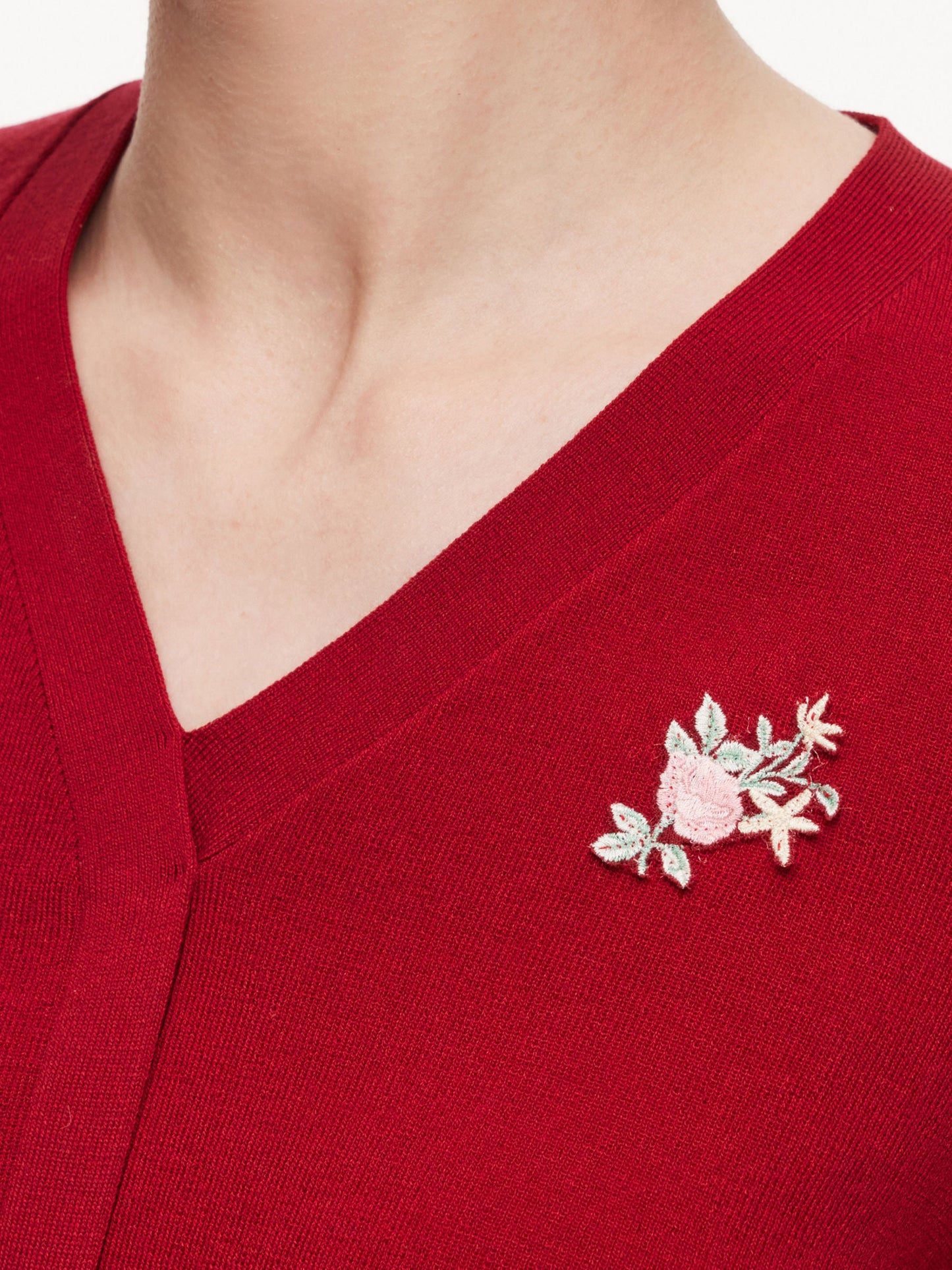 Tencel Blend Floral Embroidered Women Knit Top