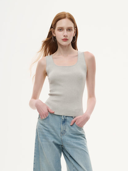 Square Neck Women Knit Tank Top