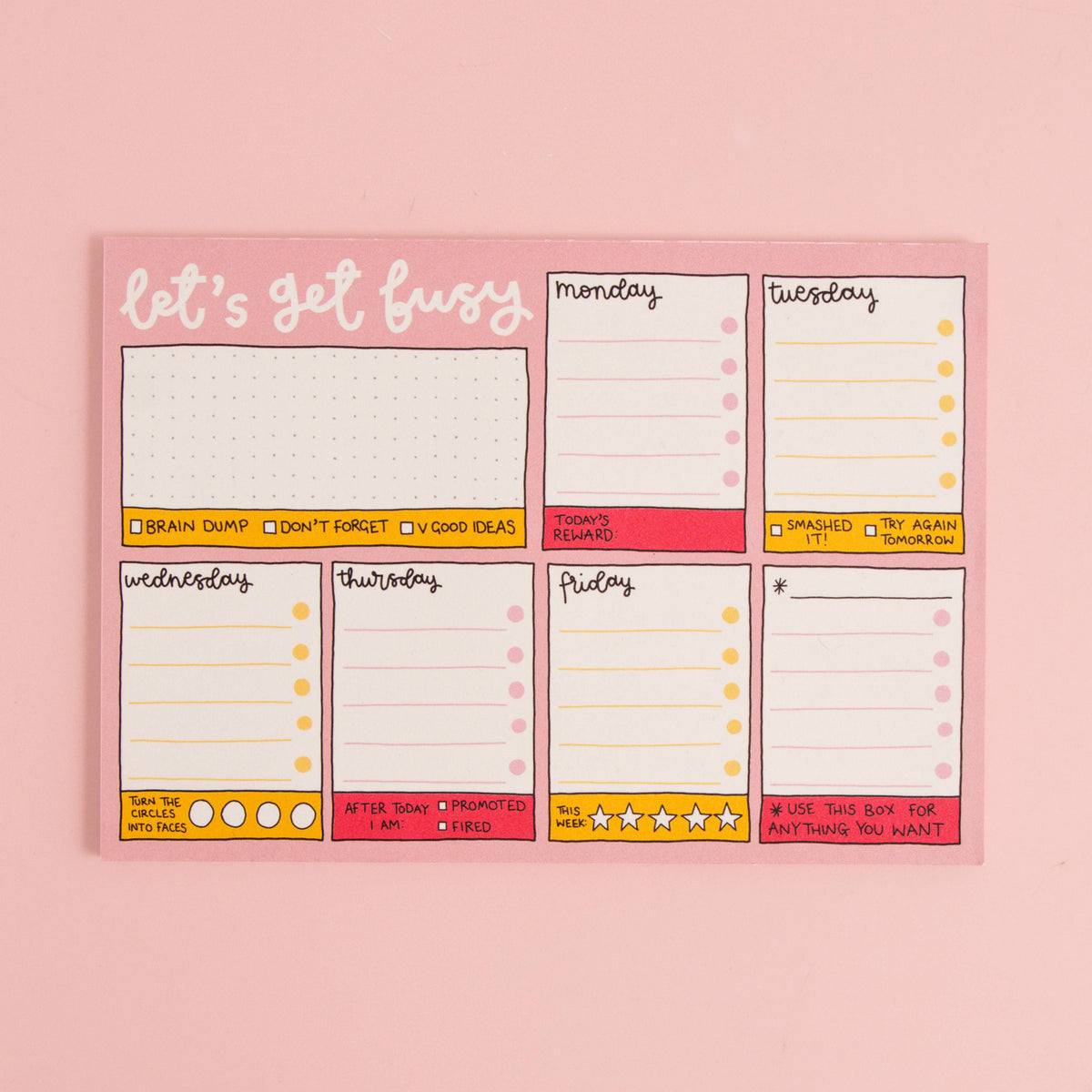 A5 notepad - week planner - let's get busy