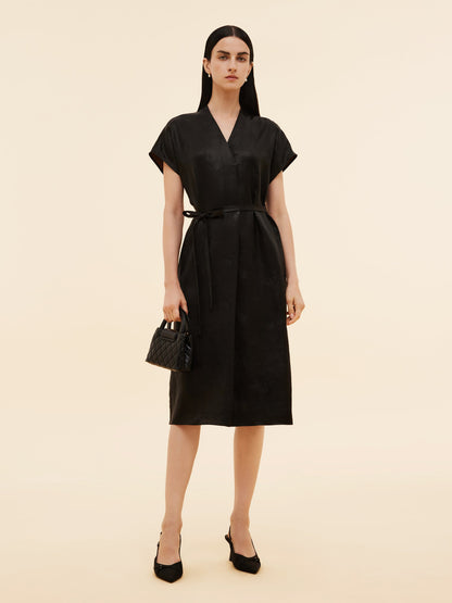 19MM Xiang Yun Silk V-Neck Women Midi Dress