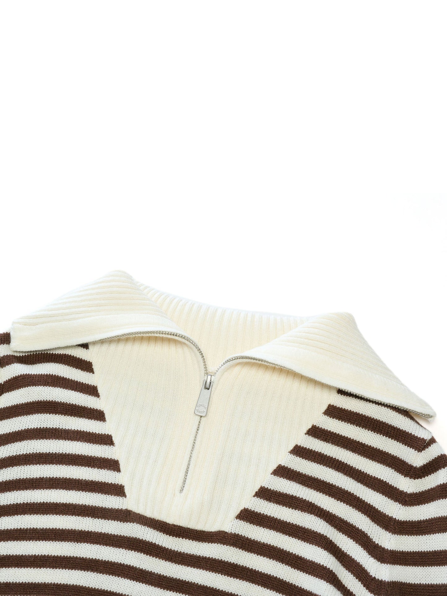 Oversized Collar Half-Zip Women Knit Top
