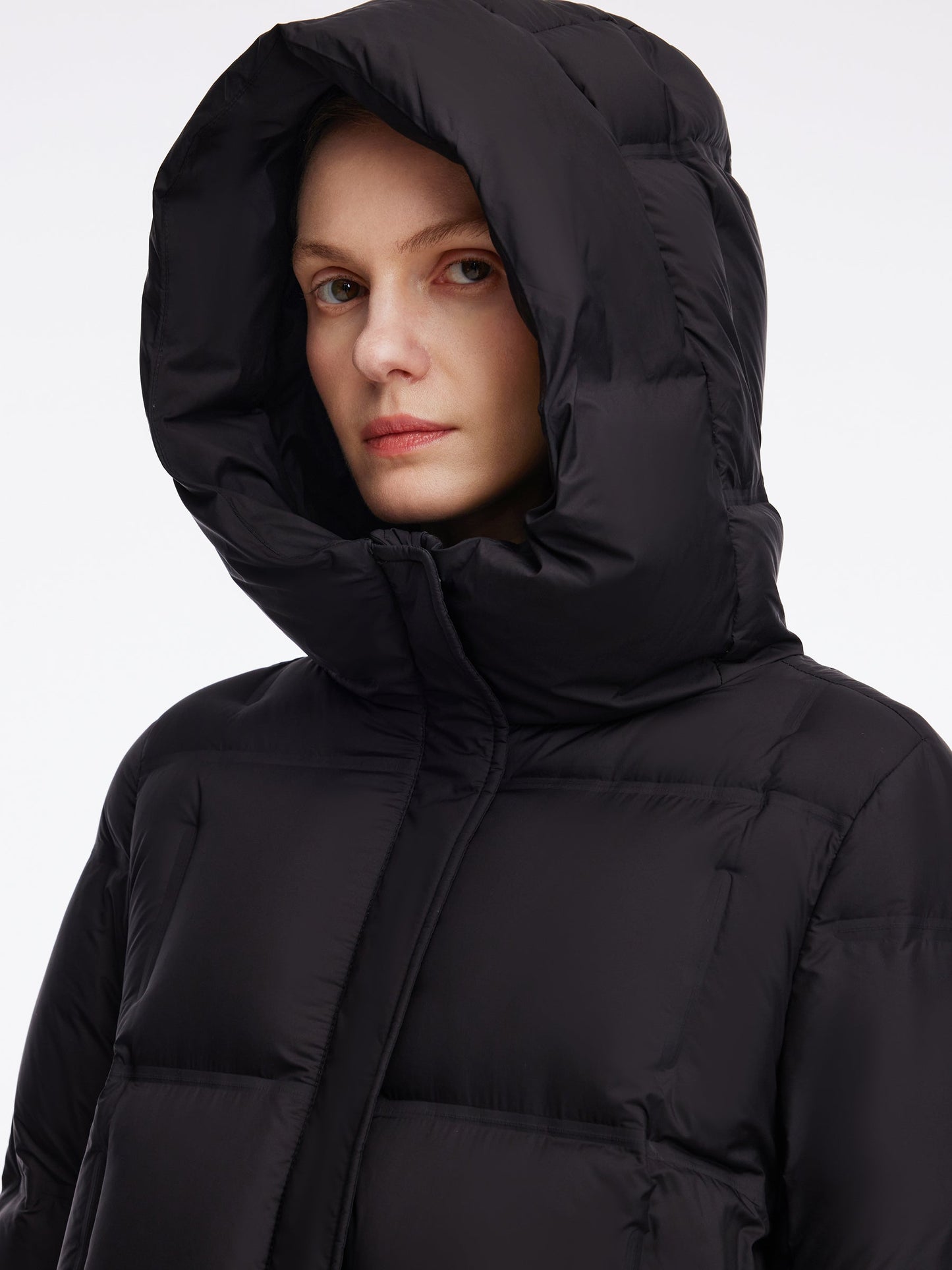 Windproof H-Line Hooded Goose Down Coat