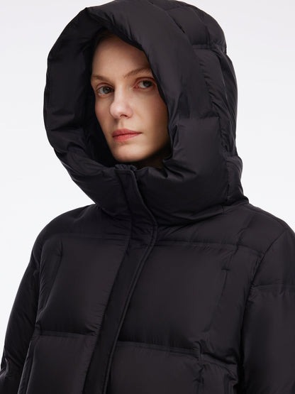 Windproof H-Line Hooded Goose Down Coat