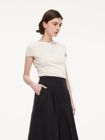 Triacetate Lyocell Blend Women Ribbon Knit Top